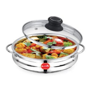 Stainless Steel Kerala Uruli With Glass Lid 2 L